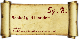 Székely Nikander névjegykártya